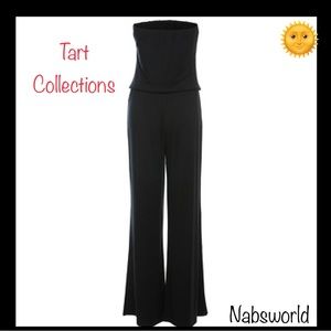 NWOT: Tart Collections black blouson strapless top wide leg jumpsuit 🌞